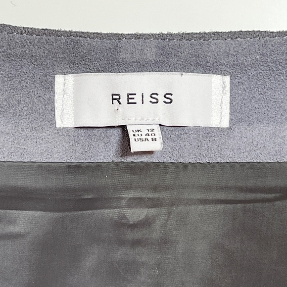 Reiss Grey Suede Real Leather Front Zip Mini Skirt UK12 - Picture 4 of 6